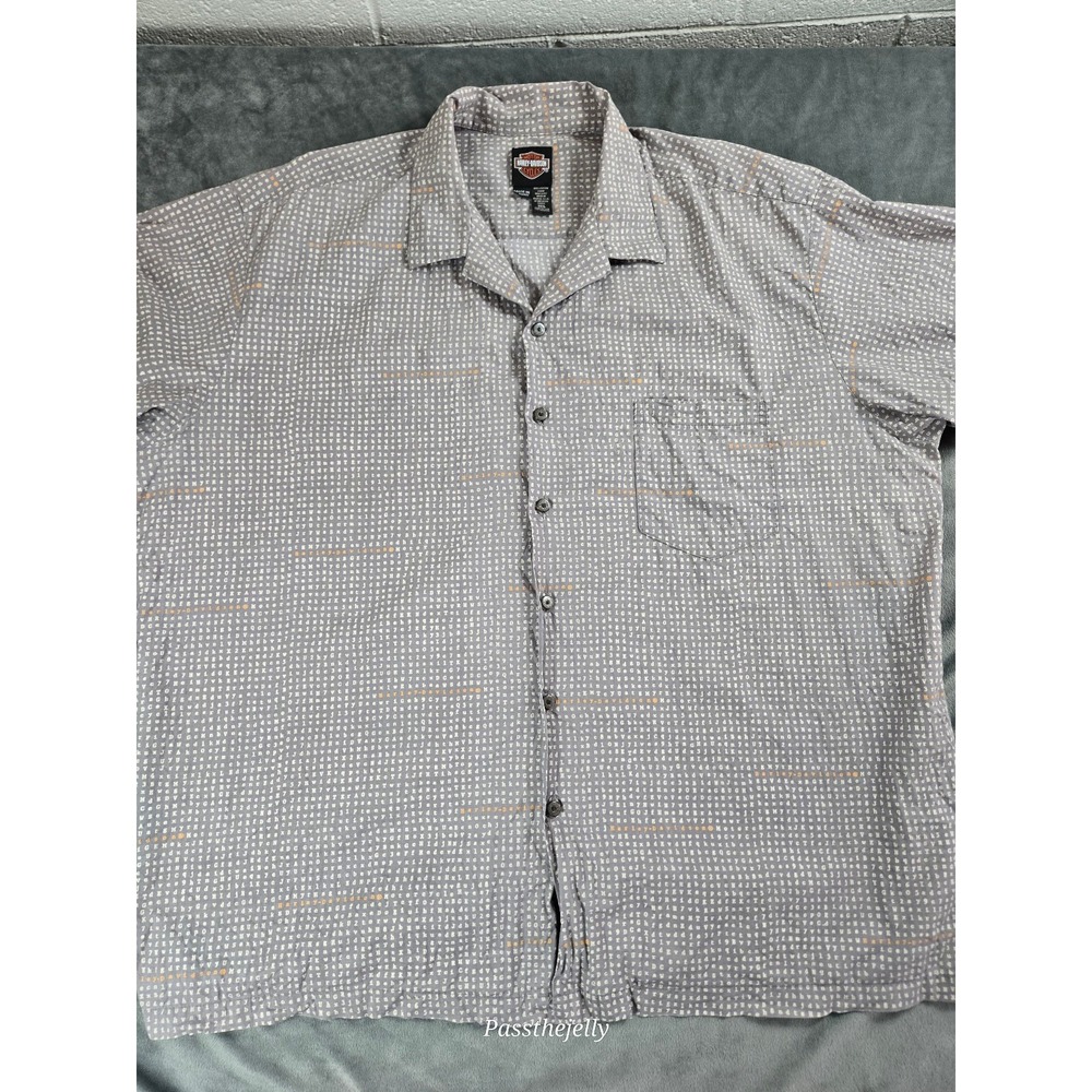 Vtg Harley Davidson Hawaiian Shirt Men XXXL Crossword Biker Button Up Motorcycle